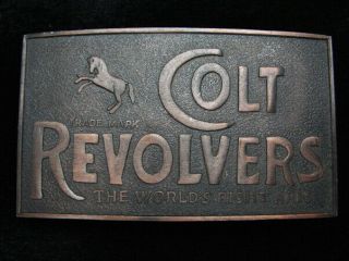 Ph15126 Nos Vintage 1970s Colt Revolvers Gun & Firearm Brasstone Belt Buckle