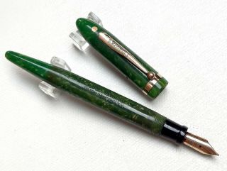 Antique Sheaffer Balance Jade Green Long Fountain Pen,  Usa (ar4628)