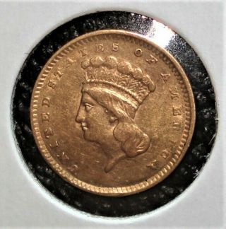 1856 Us Gold Dollar,  Type 3,  Slant " 5 " Variety