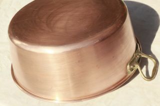 Vintage French Copper Jam Pan Deep Bronze Handles Rounded Rim 5.  1lbs 15.  6inch