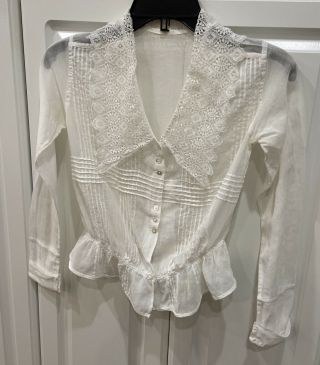 Antique Sheer Lace White Blouse1900 