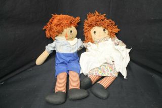 19 " Vintage Johnny Gruelle Raggedy Ann And Andy Dolls - A2