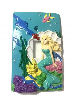 Vintage Ceramic Single Light Switch Cover Plate Wall Floater Blonde Mermaid Kids