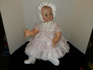 Vintage Pink Swiss Dot Shear Dot Shear Ruffley Lace Baby Toddler Dress & Bonnet