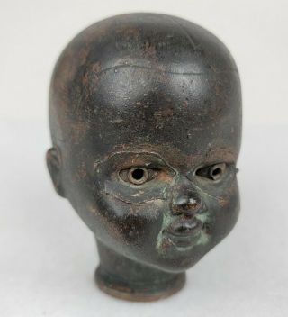 Rare Antique Unica Belgium Copper Doll Head Metal Mold - Unique