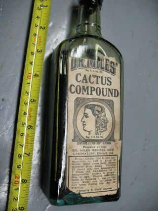 Dr.  Miles Cactus Compound Quack Medicine Bottle W/ Label