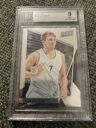 2018 Panini National Convention Gold Vip 90 Luka Doncic Rookie Card Bgs 9