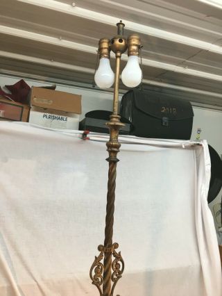 Antique Floor Lamp Rembrandt Style Cast Iron Brass 60in Double pull chain 2