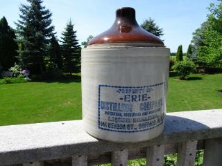 Antique Buffalo,  N.  Y.  Stoneware Erie Distillery Advertising Large 2 Gal.  Jug