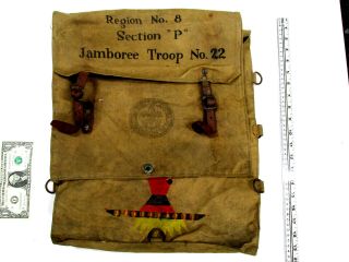 1937 Nj Washington Dc National Jamboree Region 8 Backpack Handpainted,  Boy Scout