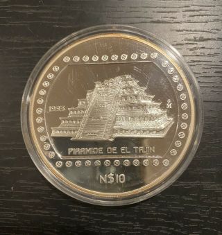 Pre Columbian 1993 Pirámide De El Tajín 5 Oz Silver Proof 10 Pesos
