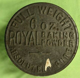 Rare Size Antique Vintage Royal Baking Powder 6 Oz.  Tin With Embossed Metal Lid