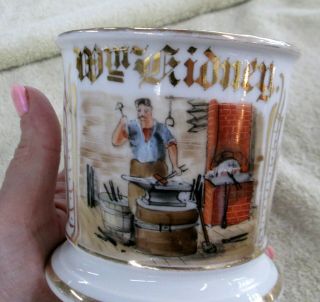 Antique T & V Limoges Hand Painted Occupational Shaving Mug Blacksmith