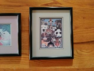 Vintage Margaret Keane Framed 8.  5 " By 7.  5 Card Animals W/ Children