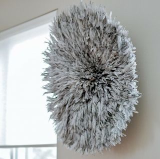 African Juju Hat 30 " Gray Hat For Wall Décor & Wall Hanging | Boho Wall Hanging