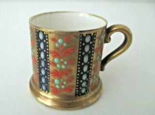 Antique Crown Staffordshire Gilded Floral Multicolor Mini/miniature Cup Z11
