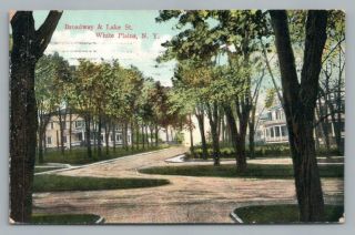 Broadway & Lake Street White Plains York Antique Postcard 1910