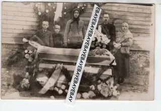 1920 - S Open Coffin Young Girl Post Mortem Flowers Antique Photo Europe