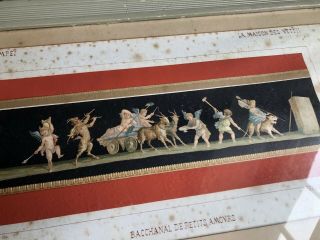 Pair Antique Framed Lithographs Pompei House Of Vettii Frescoes C1900 Grand Tour
