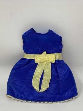Vintage Sears Young Ideas 1513 Skipper Doll Outfit Royal Blue Yellow Bow Dress