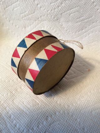 Antique Cardboard Dresden Drum Candy Container Christmas Ornament