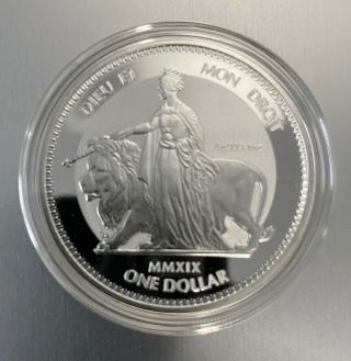 2019 British Virgin Islands.  Una And The Lion.  1 Oz Silver Coin - In Capsule