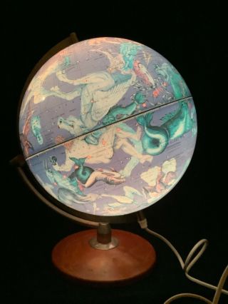 Stunning 1975 Unique Danish Celestial Scan Globe A/s (karl Harig) Illuminated