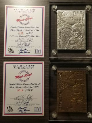 1994 Press Pass Mark Martin Highland Silver & Bronze 0018/1000 Autographed