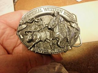 4u - Brass Belt Buckle - National Western Rodeo 1989 - Denver Co.  127 Of 250