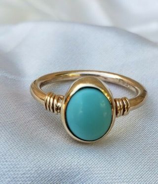 Vintage 14k Yellow Gold Turquoise Ring Size 6