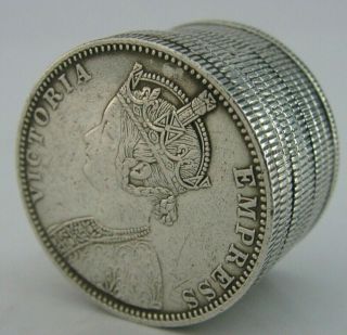 Unusual Novelty Indian Solid Silver Pile Of Coins Pill Stash Box Antique C1890