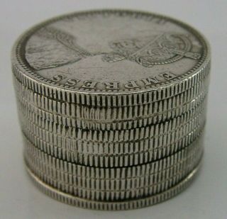 UNUSUAL NOVELTY INDIAN SOLID SILVER PILE of COINS PILL STASH BOX ANTIQUE c1890 2