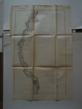 Antique Map " Rappahannock River Virginia From Fredericksburg To Near Moss Neck "