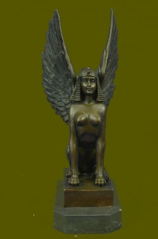 Handcrafted Museum Quality Classic Egyptian Style Art Deco Sphinx Bronze Statue 3