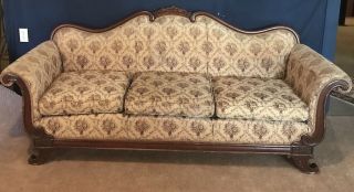 Duncan Phyfe Sofa Vintage Wood Trim Couch As - Is.  Local