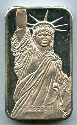 1986 Statue Of Liberty Trade Silver Mtb Engelhard 5 Oz.  999,  Silver Bar