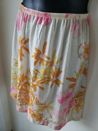 Vtg 1960s Vanity Fair Flower Daisy Half Slip Mini Skirt Nylon Sz S Groovy Mod