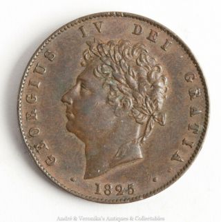 1825 British Half Penny 1/2p Coin English Antique George Iv Pre Decimal Vvgcond