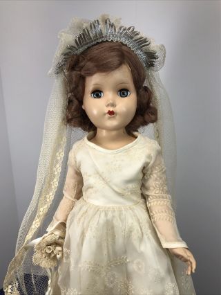 17” Antique Vintage Arranbee R&b Nanette Bride 1940’s Wedding Gown Sa