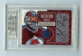 Patrick Roy 2004 - 05 Itg Ultimate Mem Heroes Playoff Wins Record Jersey Auto /10