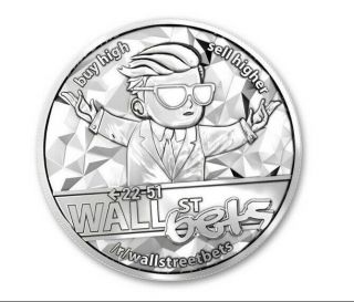 Five (5) 2021 Limited Edition Wall Street Bets 1 Oz.  999 Silver Round (in - Hand)