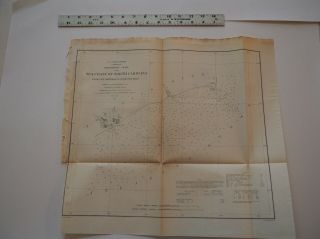 Antique Map " Us Coast Survey.  Sea Coast From Cape Hatteras To Ocracoke Inlet "