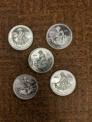 5 1985 1 Ounce Silver Engelhard Prospector Coins