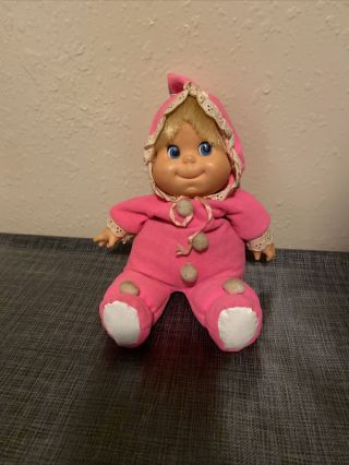 Vintage 1970 Mattel Baby Beans Pink Doll Blonde Blue Eyes