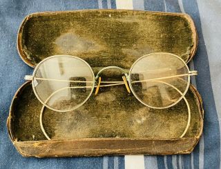 Antique John Lennon Style Round Wire Eyeglasses Silver