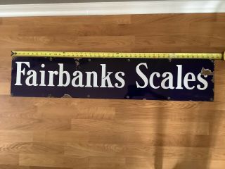 Antique 44 " Fairbanks Scales Porcelain Sign