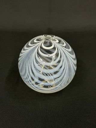Antique C.  1850 - 60 Boston & Sandwich Glass Blown Marbrie Loop Witch Ball Nr
