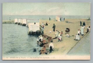 Ryde Beach " Reeves Bros.  Bathing Machines " Antique Isle Of Wight Postcard 1910s