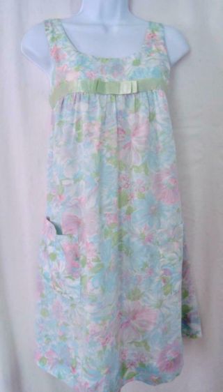 Vintage Womens Shadowline Nightgown - Floral Cotton/polyester Blend Sz Petite