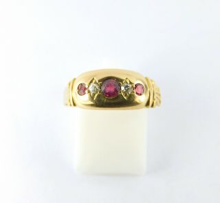 Antique Victorian 18ct Gold Ruby & Diamond Gypsy Ring